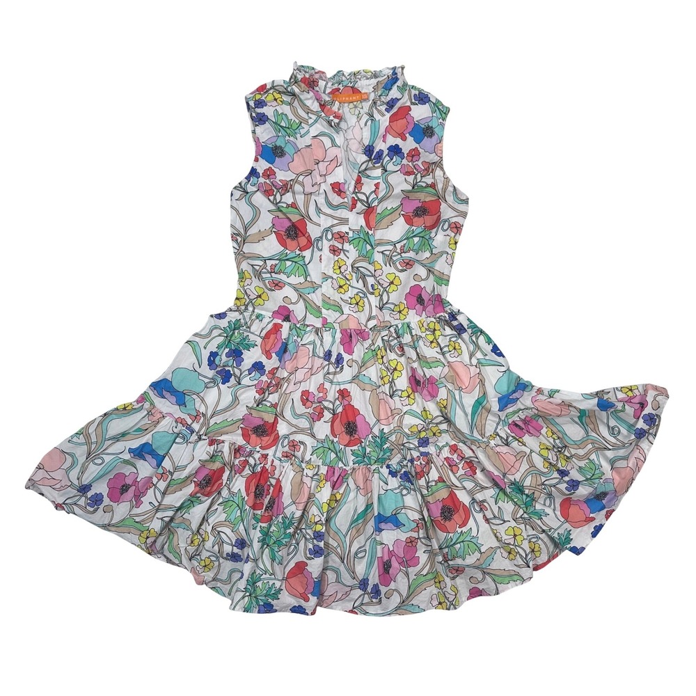 OLIPHANT Floral Yoke Sleeveless Tuckernuck Zinni Multi Mini Cotton Dress size XS